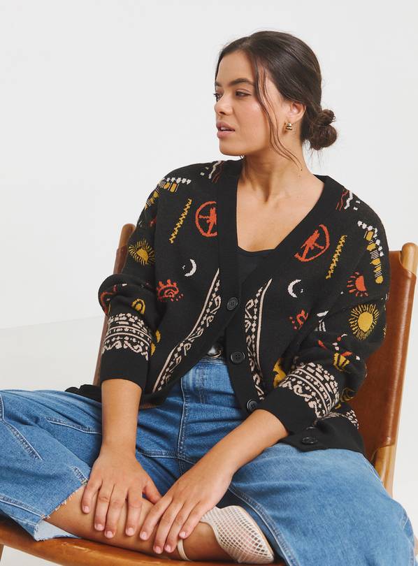 SIMPLY BE Border Palm Print Cardigan 32-34